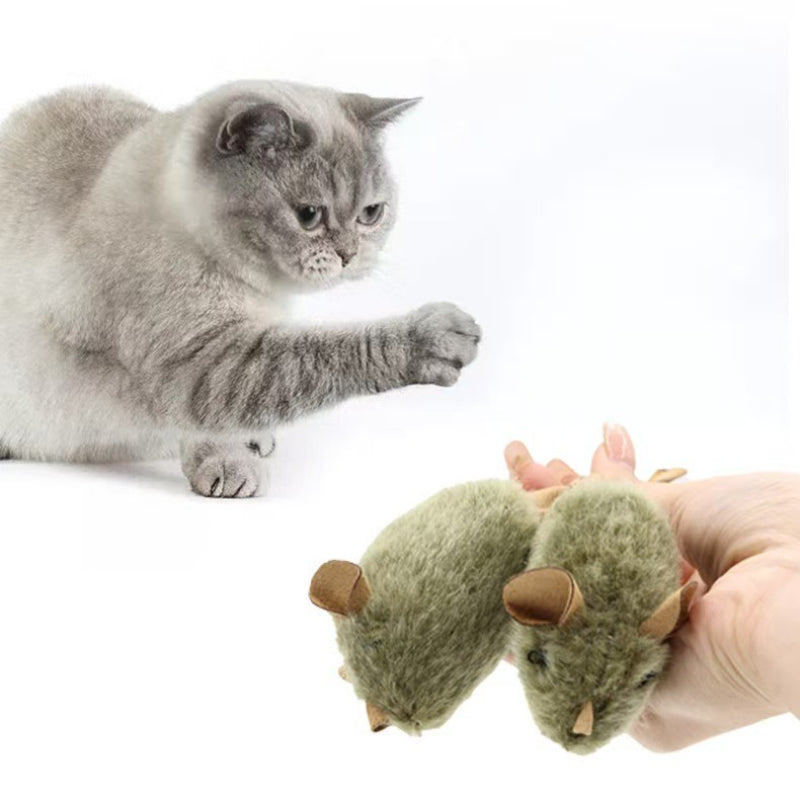 Funny Plush Mice Cat Toy Simulation Mouse Kitten Toy Bite-resistant Automatic Chirping Interactive Cat Chew Toy