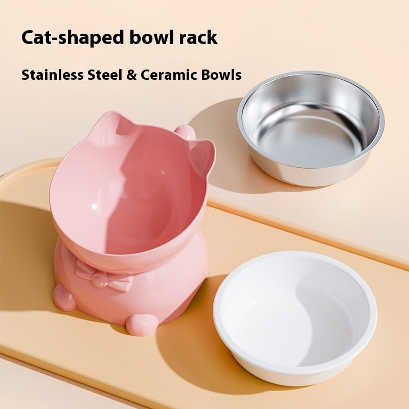 Stainless Steel Anti-fall Oblique Cat Bowl
