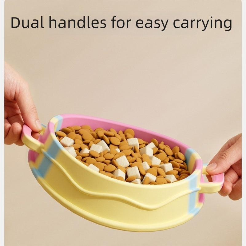 Cross-border Dog Bowl, Double-ear Handle Silicone Slow Food Bowl, Dog Pet Small Dog Slow Food Mat, Anti-choking Slow Food Bowl