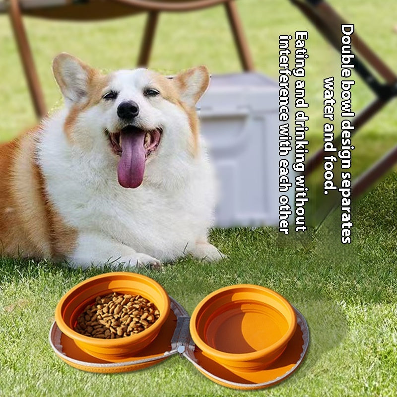 Integrated Folding Pet Double Bowl Outdoor Dedicated