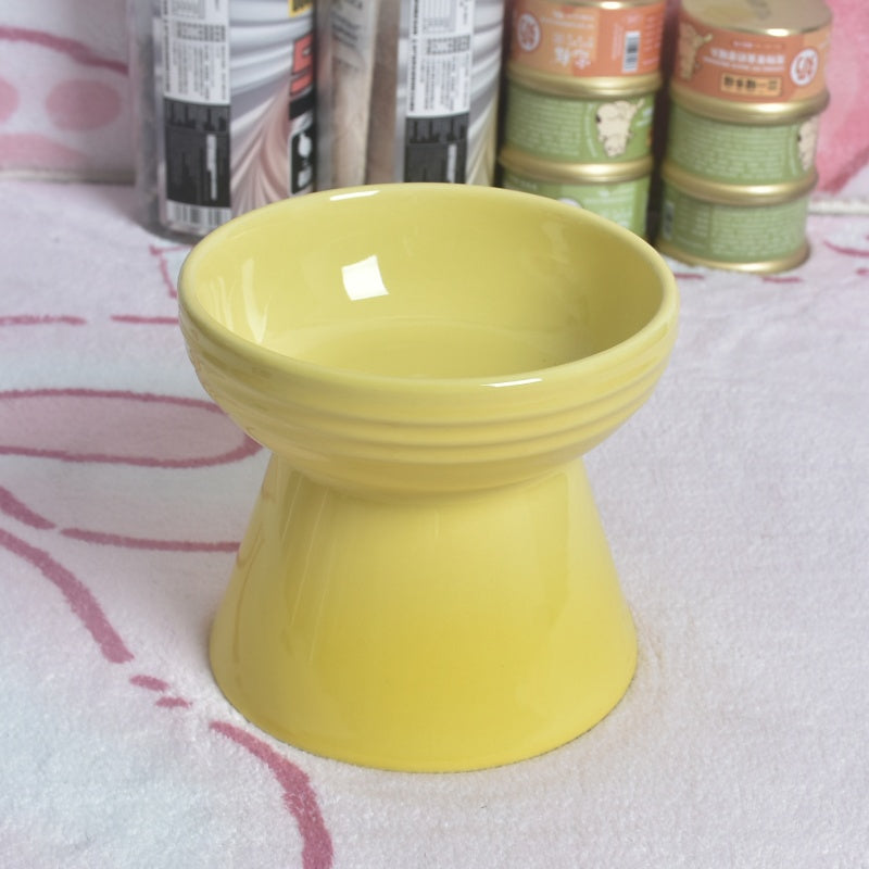 Dogs And Cats Prevention Black Chin High Foot Neck Protector Anti-tumble Pet Ceramic Bowl