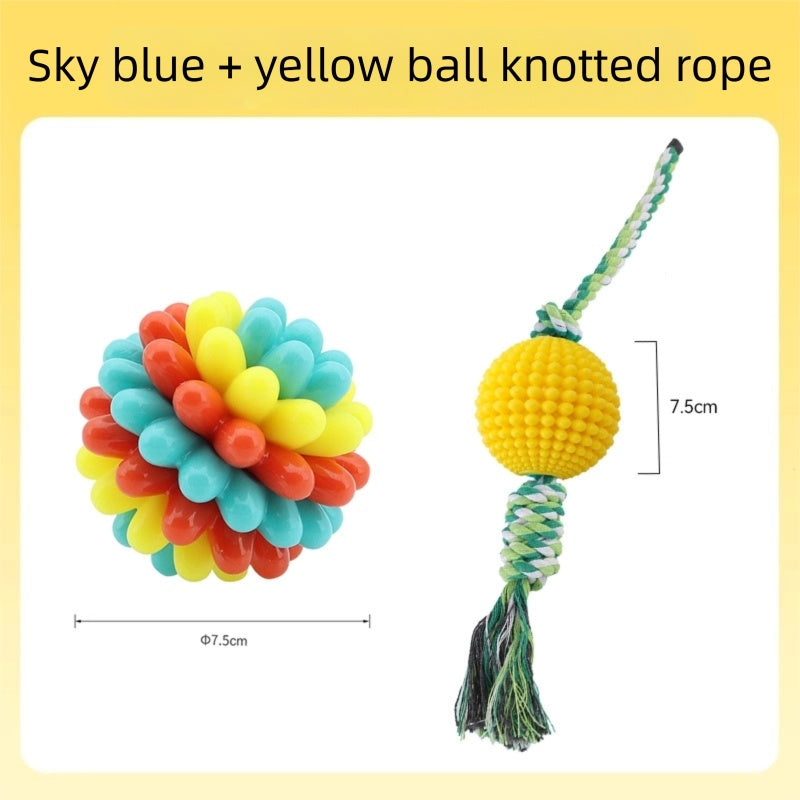 Pet Colorful Teething Toy Balls, Teething And Cleaning Teeth, Durable Rubber Elastic Dog Toys, Energy-consuming Dog Toys