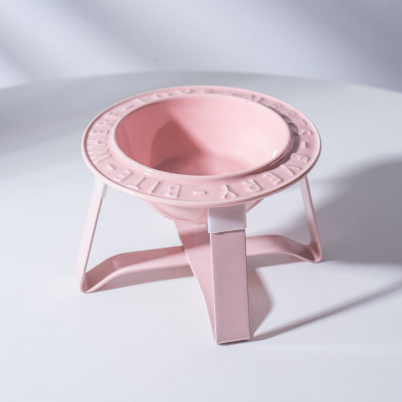 UFO Ceramic Cat Bowl Dog Bowl Rack Neck Protection Anti-tumble
