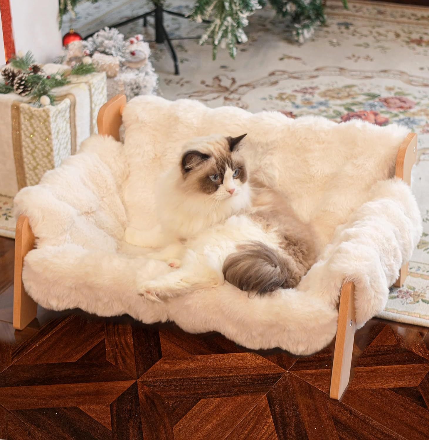 Wooden Cat Sofa Four-season Use Removable And Washable Cat Bed