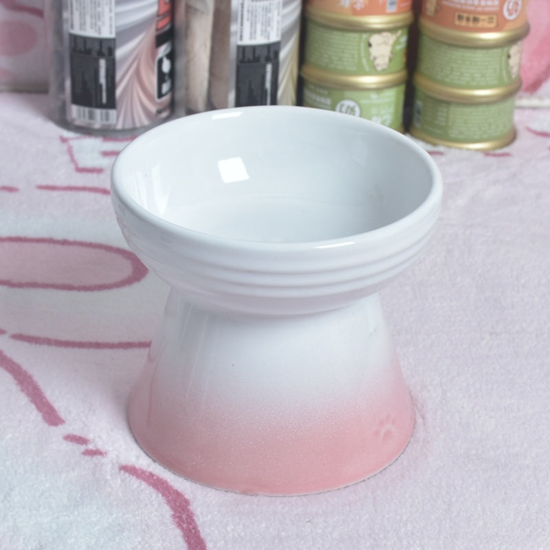 Dogs And Cats Prevention Black Chin High Foot Neck Protector Anti-tumble Pet Ceramic Bowl