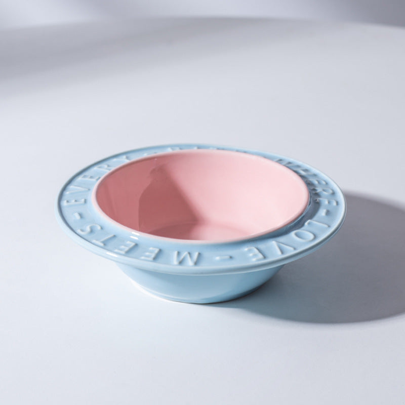 UFO Ceramic Cat Bowl Dog Bowl Rack Neck Protection Anti-tumble