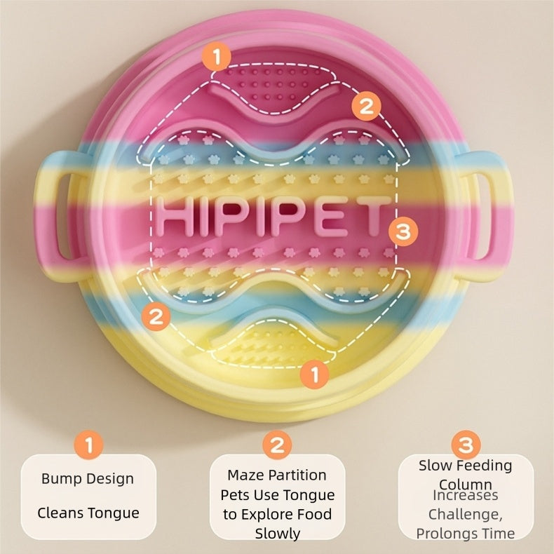 Cross-border Dog Bowl, Double-ear Handle Silicone Slow Food Bowl, Dog Pet Small Dog Slow Food Mat, Anti-choking Slow Food Bowl