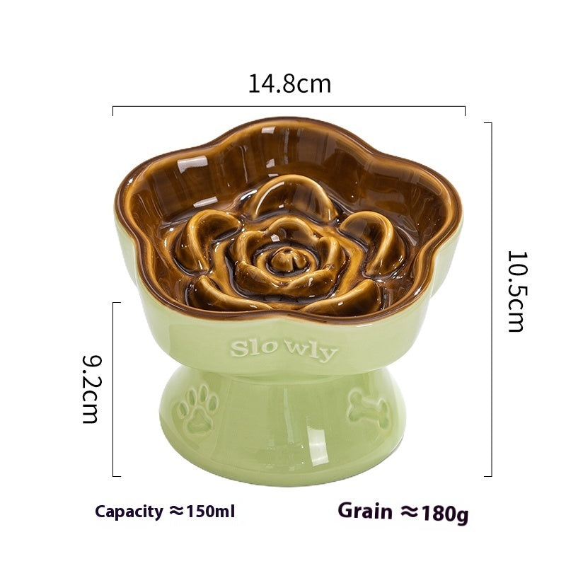 Dogs And Cats Prevention Black Chin High Foot Neck Protector Anti-tumble Pet Ceramic Bowl