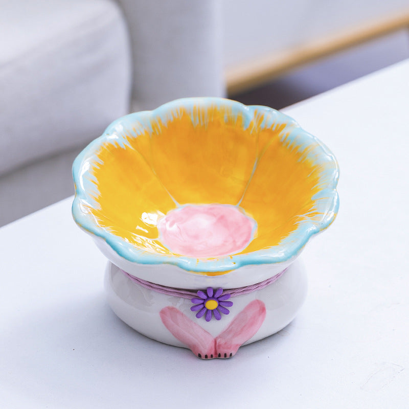 Cat Bowl Ceramic Plate Bowl Cat Food Holder Pet Bowl Plate