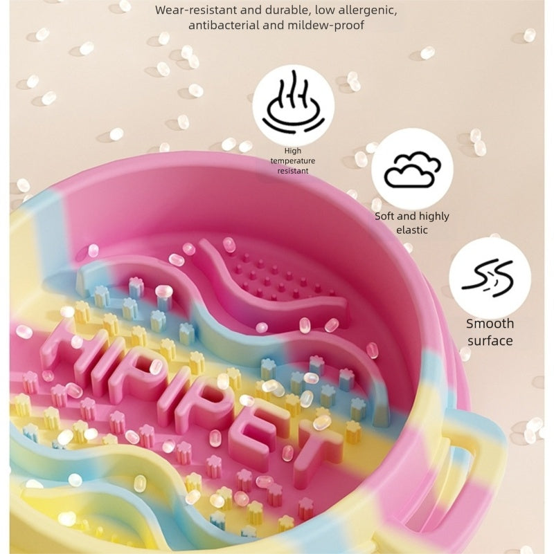 Cross-border Dog Bowl, Double-ear Handle Silicone Slow Food Bowl, Dog Pet Small Dog Slow Food Mat, Anti-choking Slow Food Bowl