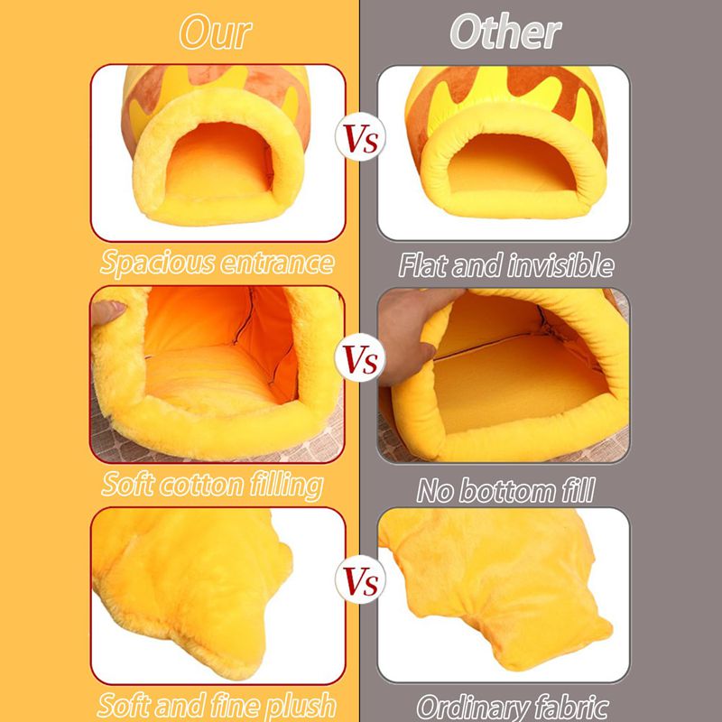 Honey Pot Cat Bed, Comfortable Memory Foam Cat Cave Bed, Honey Pot Pet Nest Pet Cave Bed, Kitten Cave Bed Sleeping House, Cute Cartoon Design Semi Closed Cat Cave Bed For Small Cats