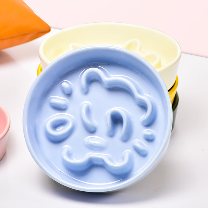 Pet Cartoon Anti Choking Ceramic Bowl
