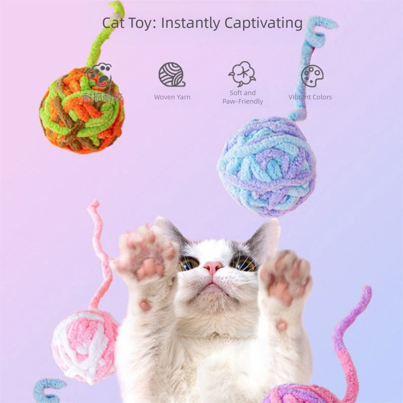 Pet Silent Cat Toy, Wool Ball, Cat Toy Ball, Plush, Boring, Durable, Teeth Grinding, Playing With Little Cats, Chewing, Cat Toy Stick
