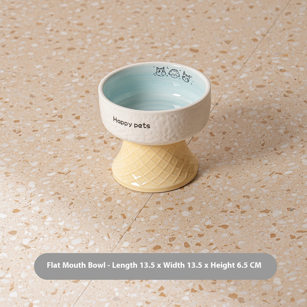Ceramic High Foot Cat Bowl Neck Protection Not Easy To Knock Over Snack Dish Drinking Water