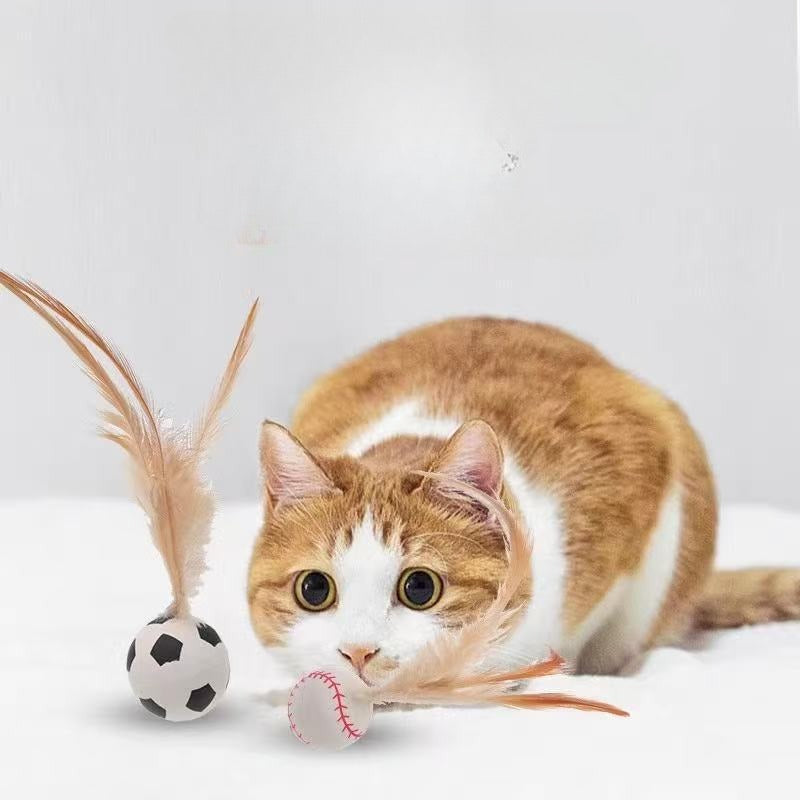 Cat Toys, Self-entertainment Balls, Feather Bouncy Balls, Cat Toys, Cat Self-entertainment And Boredom Relief, Dog Interactive Toys, Pet Supplies