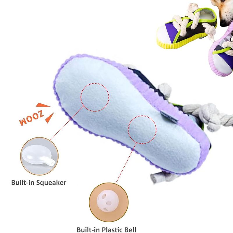 Dog Toys Shoes Pet Cotton Rope Slippers Sound Making Toys Teeth Cleaning Built-in BB Airbag Round Ball Bell Various