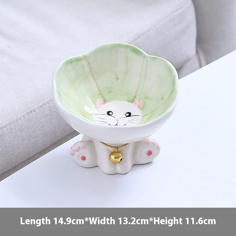 Flower Cute Cat Bowl Pet Bowl Anti-tumble Ceramic
