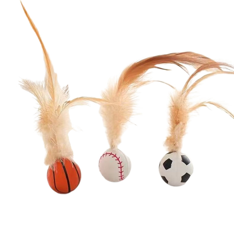 Cat Toys, Self-entertainment Balls, Feather Bouncy Balls, Cat Toys, Cat Self-entertainment And Boredom Relief, Dog Interactive Toys, Pet Supplies