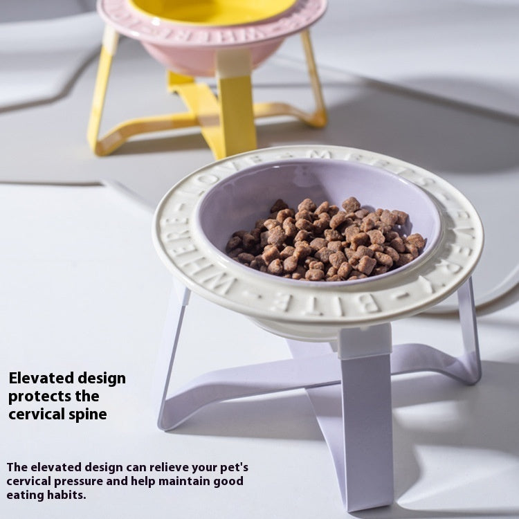 UFO Ceramic Cat Bowl Dog Bowl Rack Neck Protection Anti-tumble