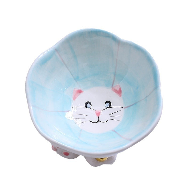 Flower Cute Cat Bowl Pet Bowl Anti-tumble Ceramic